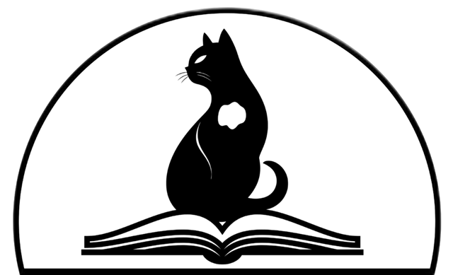 The J. McCarthy Books emblem: a cat seated on an open book beneath a rising arch.